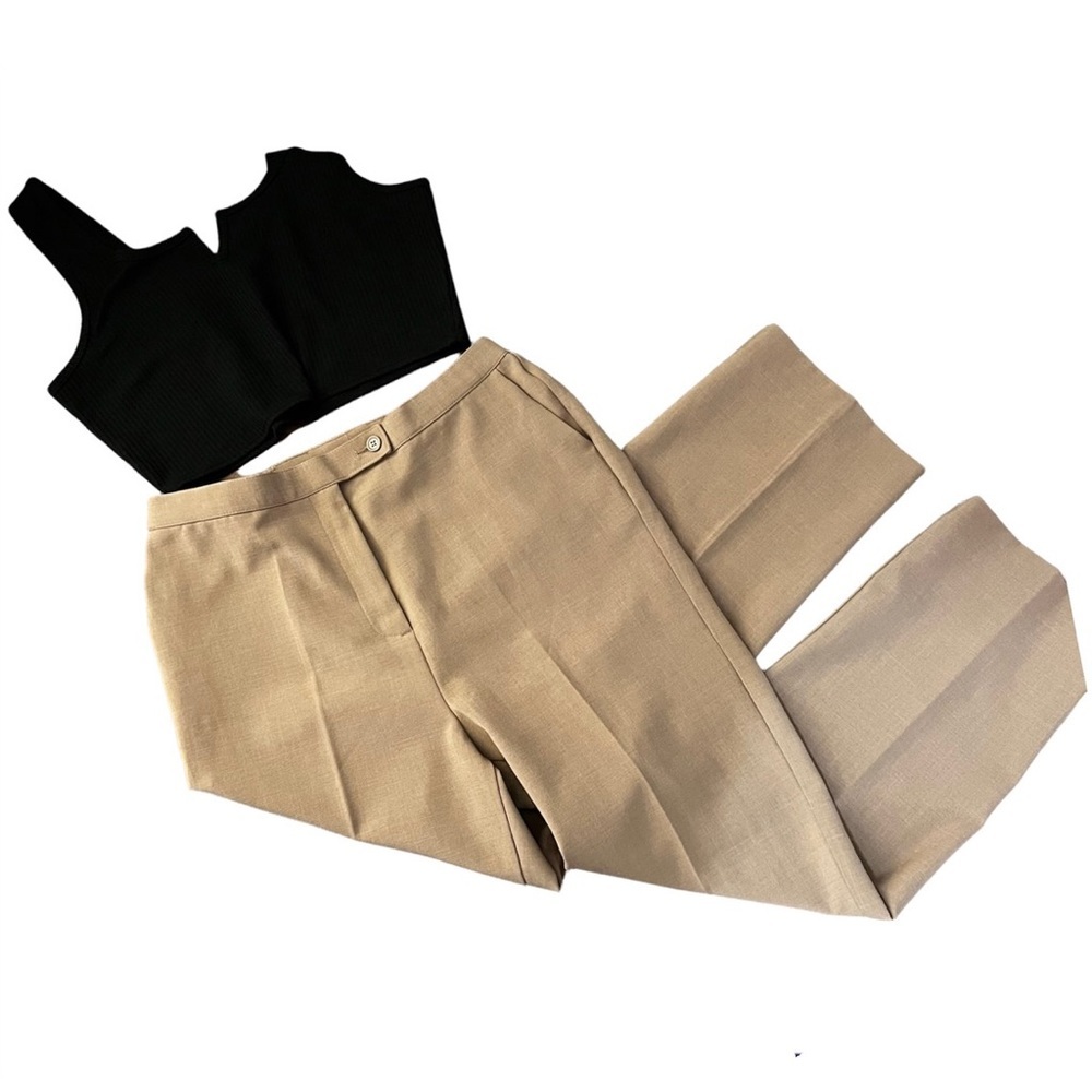 Vintage Tan High Waisted Trousers Pants - Picture 2 of 10